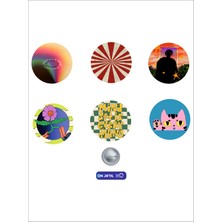 On Dijital Baskı Merkezi Renkli Temalı 6 Adet Rozet Seti