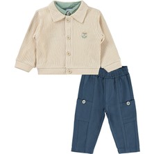 Lüks Kumru Tekstil Kumru Hırka Nakışlı Gömlek Pantolon 6-18 Ay Takım - Yeşil 9-12 Ay