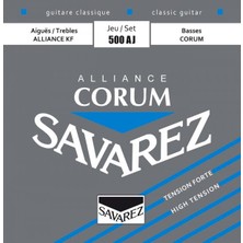 Savarez 500AJ Klasik Gitar Tel Seti - Alliance Corum Blue (Üst Segment - High Tension) | Kf Alliance Karbon Tizler, Corum Gümüş Kaplama Baslar, Yüksek Projeksiyon Zengin Harmonikler