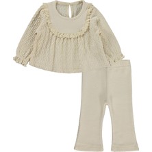 Lüks Kumru Tekstil Kumru Zincir Desenli Fistolu 2 Li 6-18 Ay Takım - Bej 6-9 Ay