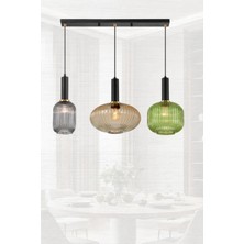 Ronisu Aydınlatma Rustik Modern Opal Renkli Camlı Sıralı Avize