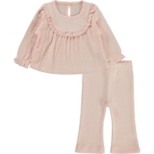 Lüks Kumru Tekstil Kumru Zincir Desenli Fistolu 2 Li 6-18 Ay Takım - Pembe 9-12 Ay