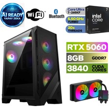 MSI Şafak-Gaming Pc | Yapay Zeka Destekli |ıntel Core Ultra 7 265KF | Rtx 5060 8gb | 64GB Ddr5 Ram | H810 Anakart | 1tb Nvme  5000 4000 | 240MM Sıvı Soğutma