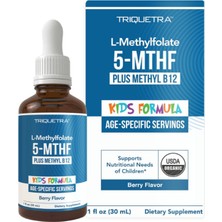 Triquetra Organic Kids L-Methylfolate+Methyl B12 Cofactor-Mthfr Sublingual Form-5-Mthf,superior Form Of Folate-Adjustable Dosing For All AGES-MOOD,30ML.