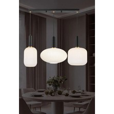 Ronisu Aydınlatma Rustik Modern Opal Beyaz Camlı Sıralı Avize