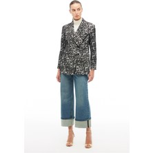 Perspective Siyah Kruvaze Kırlangıç Yaka Ceket