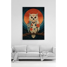 HonataDizayn Bohem Baykuş ve Gül Desenli Modern Sanatsal Dekoratif Kanvas Tablo