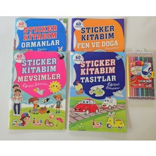Bıcırık Stıcker Kitabı Seti +12Lİ Kuru Boya Kalemi Seti Hediyeli
