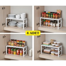 Dükkanönü 4 Adet Dolapiçi Düzenleyici Metal Raf Raf Yükseltici Tabak Bardak Rafı