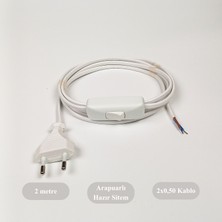 Retro Vitrini Dekoratif 2 Metre Aç-Kapa Arapuar Anahtarlı Fişli Hazır Lamba-Abajur Kablo Seti Beyaz Renk