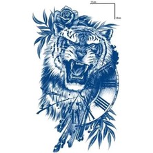 Kurt ve Roma Rakamlı Saat Figürlü Geçici Dövme - 12 Saat Sonra Kararan 11X18 cm Gül Detaylı Tattoo