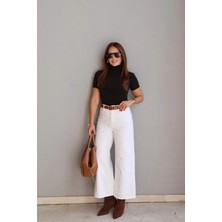 Purple By Banu Beyaz Kemerli Cropped Jean
