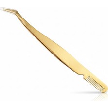 Gümrük Bey Velour Altın Renk Kirpik Yerleştirme Cımbızı Ergonomik Tasarım ile Hassas Kullanım