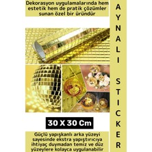 Wintoup Dekoratif Tezgah Banyo Salon Kendinden Yapışkanlı Estetik Modern Şık Aynalı Kare Sticker 30 x 30 cm