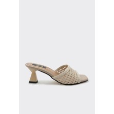 Derinet Kısa Topuklu Örgü Desenli Kadın Terlik