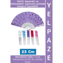 Wintoup Dekoratif Hediye Sıcak Havalarda Etkili Katlanabilir Çanta Boy Çok Şık Plastik Pullu Yelpaze 23 cm