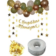 Hoşgeldin Ramazan Gold Ledli Zincir Balon Seti, Bayram Oda Süsleme