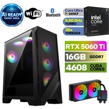 MSI Şafak-Gaming Pc | Yapay Zeka Destekli |ıntel Core Ultra 7 265KF | Rtx 5060Tİ 16GB | 32 GB Ddr5 Ram | H810 Anakart | 1tb Nvme 5000 4000 | 240MM Sıvı Soğutma -