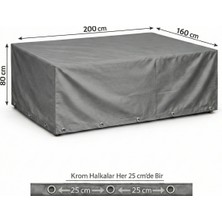 Branda Noktası 200X160X80 cm Gri Renk Bahçe Mobilya Koruma Örtüsü (Tır Brandasından Üretilen) Kuşgözü Kapsüllü