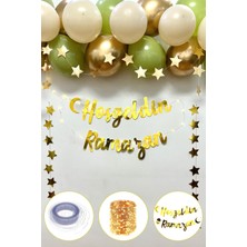 Ramazan Temalı 17 Parça Süsleme Seti, LED Işıklı Balon Zinciri