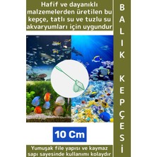 Wintoup Dayanıklı Kaymaz Sap Hafif Yumuşak Fileli Tatlı Tuzlu Su Uyumlu Pratik Akvaryum Balık Kepçesi 10 cm