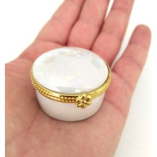 Sanathobi Porselen Likalı Hokka, Şık Kaliteli Zarif Hokka, Mürekkep Kutusu, Saklama Kutusu, YUVARLAK-1ADET