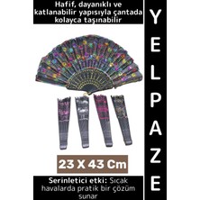 Wintoup Dekoratif Hediye Sıcak Havalarda Etkili Katlanabilir Çanta Boy Çok Şık Plastik Yelpaze 23 x 43 cm