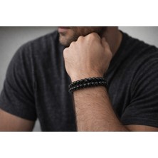 Herşey Nota Siyah Boncuk Detaylı Erkek Bileklik – Mıknatıslı TOKALI-149