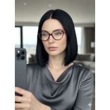 E Elmas Frida Bordo Çerçeveli Cat Eye Imaj Gözlüğü - Kadın Şeffaf Camlı Popüler Gözlük