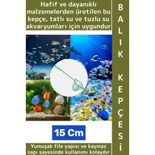 Wintoup Dayanıklı Kaymaz Sap Hafif Yumuşak Fileli Tatlı Tuzlu Su Uyumlu Pratik Akvaryum Balık Kepçesi 15 cm