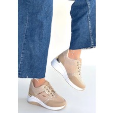 OEY Fashions Geja Bej Cilt Bağcıklı Spor Ayakkabı