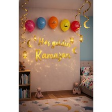 Ramazan Süsleme Seti, Balon ve LED Işık Dekoru, Hoş Geldin Ramazan