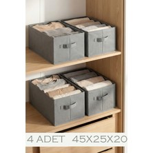 Prendi Home Füme 4'lü Tela Dolap Içi Düzenleyici Kutu Organizer 45X25X20 cm Kazak Havlu Saklama Hurcu