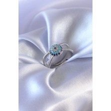 Hkursat Gümüş Renk Nazar Boncuk Model Kadın Yüzük