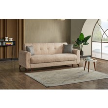 Meşe Mobilya Dorian Kollu Bazalı Yerden Yüksek Kaliteli Kumaş Rahat Yaylı Çekyat Kanepe