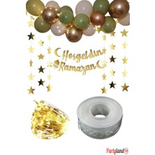 Ramazan Gold Yazı Ledli Zincir Balon Seti, Süsleme ve Kutlama Için Harika