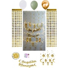 Ramazan Süsleme Seti LED Işıklı Perdeli 13 Balonlu Lüks Set