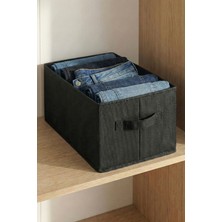 Prendi Home Siyah Tela Dolap Içi Düzenleyici Kutu Organizer 45X25X20 cm Kazak Havlu Saklama Hurcu