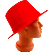 Najmaddin Kırmızı Renk Plastik Nubuk Kadife Flok Kaplama Fötr Şapka 11 cm