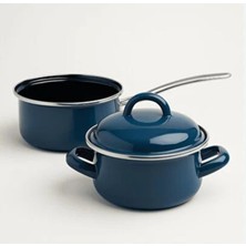 Skygo Emaye Mini Tencere & Saplı Tava Seti – 15 cm Çap – Emaye Tencere + Saplı Tava Yapışmaz Yüzey