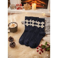 Kışlık Baklava Desenli Kalın Çorap