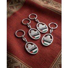 Zaytoon 5\'lu Filistin Bayrağı ve Kaya Kubbesinin Simgesi Gümüş Renkli Anahtarlık Ünisex A300020-05