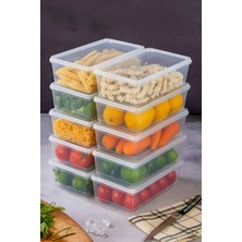 M&H 10 Adet 1000 ml Saklama Kabı Seti - Kendinden Kapaklı Buzluk ve Erzak Düzenleyici