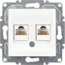 Günsan Elektrik Günsan Eqona  Radius  Neoline Ikili Data Prizi (2 x RJ45 CAT5E), Beyaz (Mekanizma + Tuşkapak)