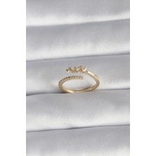 Hkursat Pirinç Gold Renk Zirkon Taş Detay Kalp Model Kadın Yüzük