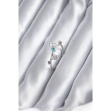 Hkursat Gümüş Renk Renkli Zirkon Taşlı Kadın Yüzük