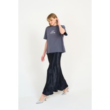 Butik Belvita Düz Uzun Saten Etek