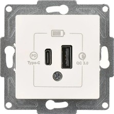 Günsan Elektrik Eqona  Radius  Neoline 2 Çıkışlı USB Şarj Prizi, 20W, Type C + Type A, Fildişi Beyazı (Mekanizma + TuşKapak)