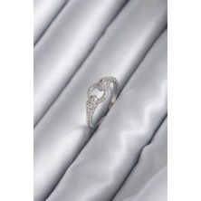 Hkursat Pirinç Gümüş Renk Zirkon Taşlı Yılan Model Kadın Yüzük