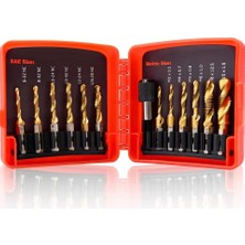 Ctn Paltava 13 Parça Titanyum Kombine Kılavuz Ucu Seti Diş Açma Delme Için Kılavuz Çekme ve Uç Seti